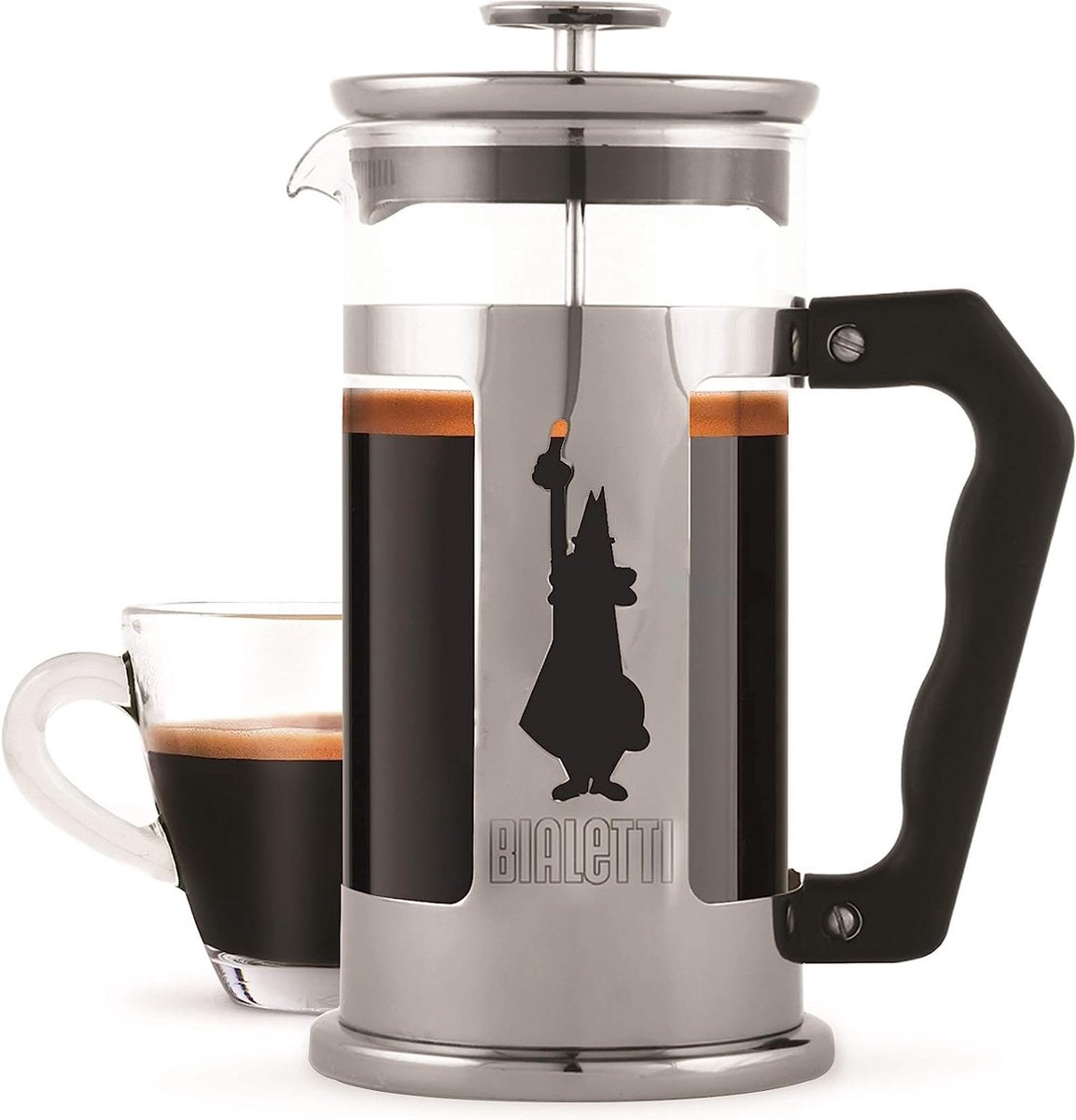 Preziosa French Press Filter voor koffie of thee, 350 ml, 3 kopjes & Perfetto Moka Classico: Gemalen koffie met medium branding, 250 g.