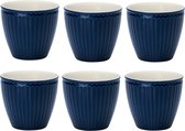 Set van 6x Stuks Beker (latte cup) GreenGate Alice donkerblauw 300 ml - Ø 10 cm