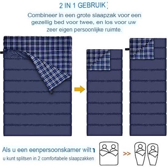 agemore Katoenen Flanel Waterdichte Dubbele 2 Persoon Slaapzak voor