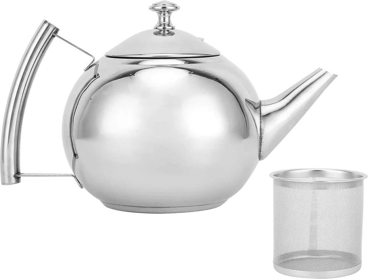 Theepot - Theekan RVS - Theepot INCL RVS theefilter - 1L - Borosilicaat - Thee infuser
