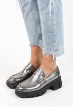 Sacha - Dames - Zilveren metallic chunky loafers - Maat 38