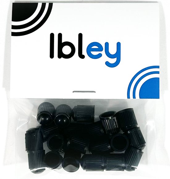 Ibley 20 ventieldoppen geschikt voor Schrader/Auto ventiel - Kunststof ventieldoppen - Fiets/Auto ventieldop - elektrische fietsventieldop - Zwart - Ibley