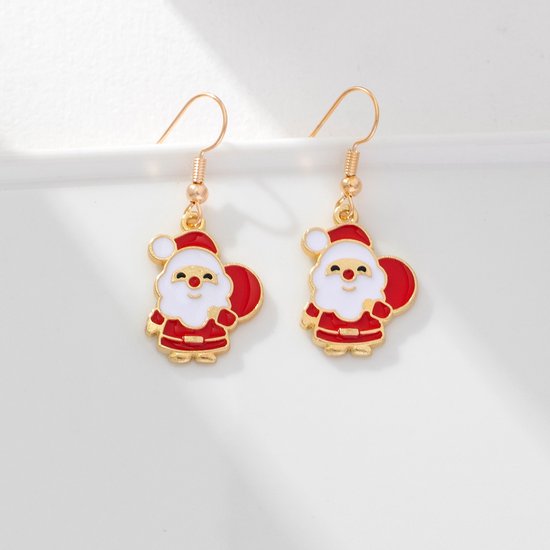 Plux Fashion Kerstman Oorbellen - Goud - 1,5cm/4cm - Dames - Heren - Goud Oorbellen - Christmas Earrings - Kerst Oorbellen - Santa Earrings - Steker Oorbellen - Sieraden Cadeau - Luxe Style - Kerst - Black Friday