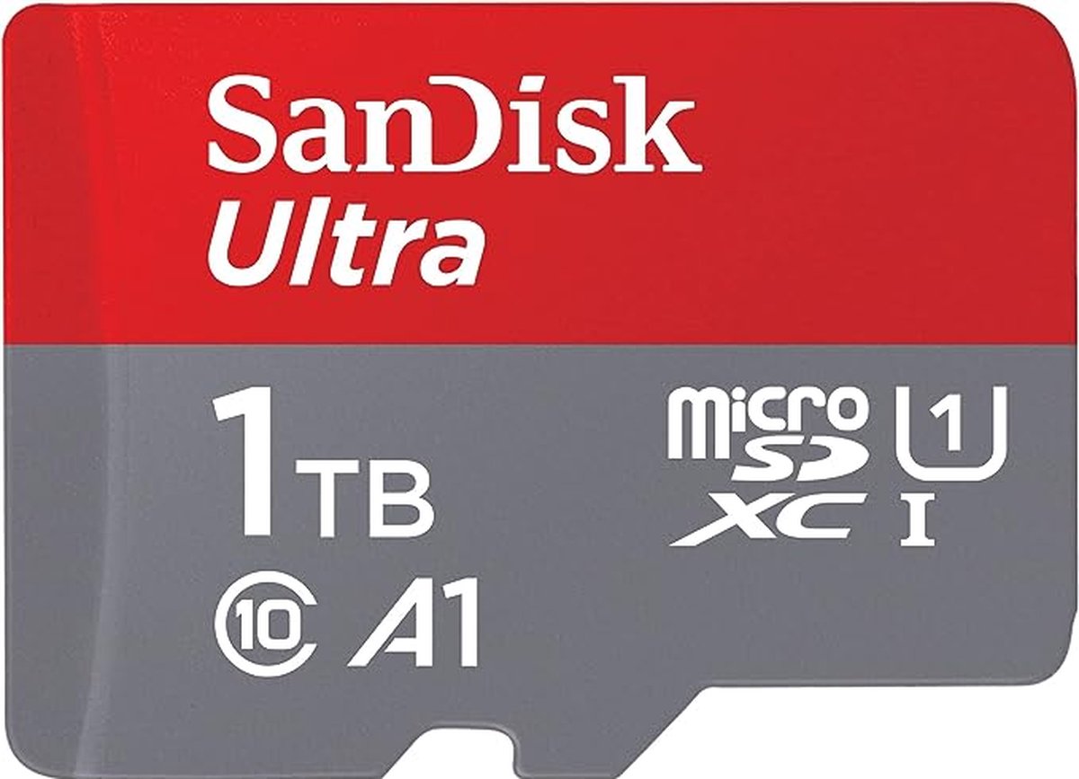 Micro SD - SanDisk Ultra - Android - MicroSDXC UHS-I-Kaart - 1 TB + SD-Adapter - Voor Smartphones En Tablets - A1 - Class 10 - U1 - Full HD Video's - Tot 150 MB/s Leessnelheid
