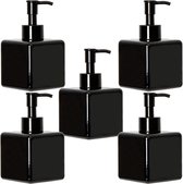 Set van 5 plastic pompflessen van 250 ml, herbruikbare plastic pompdispenser, zeepdispenser lotiondispenser lege fles (zwart)