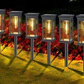 Lampen op zonne-energie voor buiten en tuin, 6 stuks, typisch zonnelampen voor buiten, met warm wit wolfraam, waterdicht, auto-aan/uit zonnelampen tuindecoratie voor gazon, terras, binnenplaats, geschenken [Energieklasse A+++]