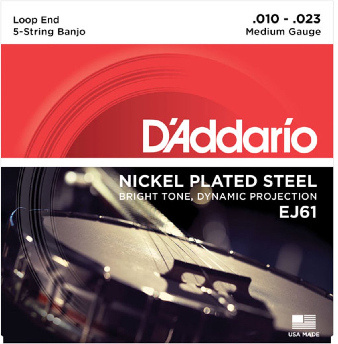 D'Addario Banjo snaren EJ61 10-23 5-String nikkel Loop End - Snaren
