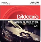 D'Addario Banjo snaren EJ61 10-23 5-String nikkel Loop End - Snaren