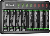 HiQuick - Chargeur de batterie haute vitesse avec 4 piles AA/ et 4 piles Piles AAA - Chargeur de batterie avec indicateurs LCD pour piles rechargeables
