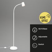 BRILONER - Staande lamp - 1476016 - Zwenkbaar - Incl. voetschakelaar - GU10 fitting - Gloeilamp niet inbegrepen - 127,5 x 21 cm - Wit