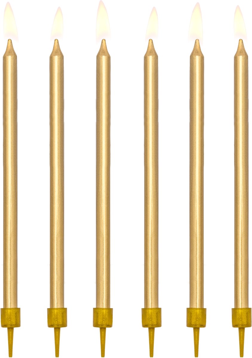 Partydeco - Verjaardagskaarsjes goud (12 stuks)