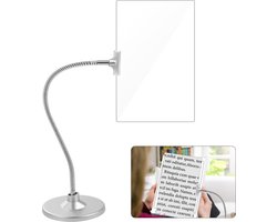Lupa 4 x vergrootglas met standaard, flexibele zwanenhalsloep, grote pagina leesloep voor het lezen van kleine prints voor senioren met slecht zicht met verouderde ogen, sliver