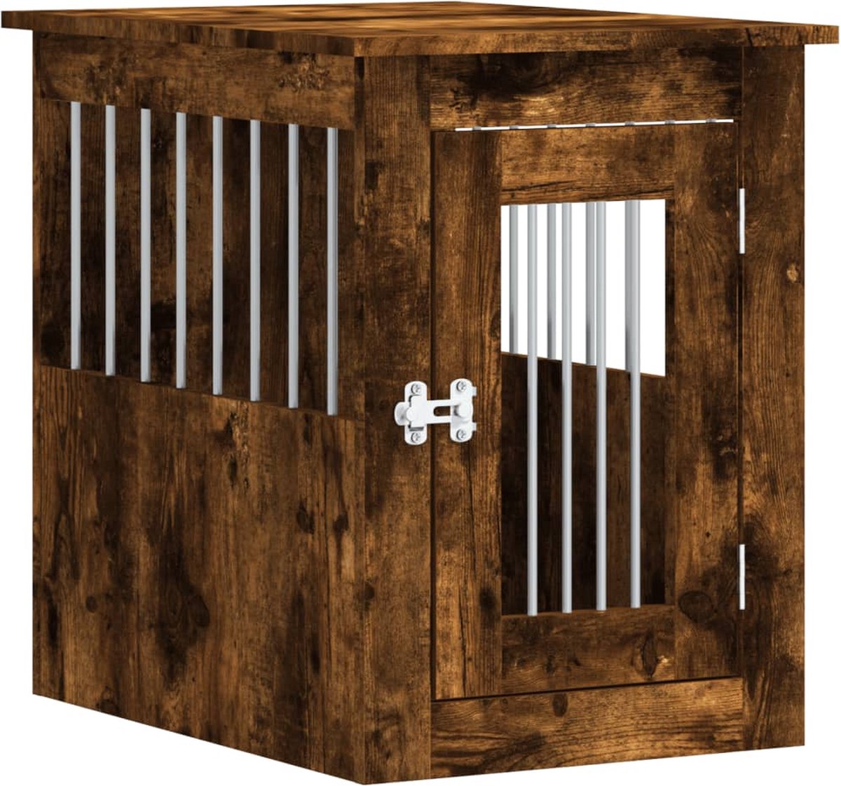 Bol.com vidaXL - Hondenbench - 45x62x59 - cm - bewerkt - hout - gerookt - eikenkleurig aanbieding