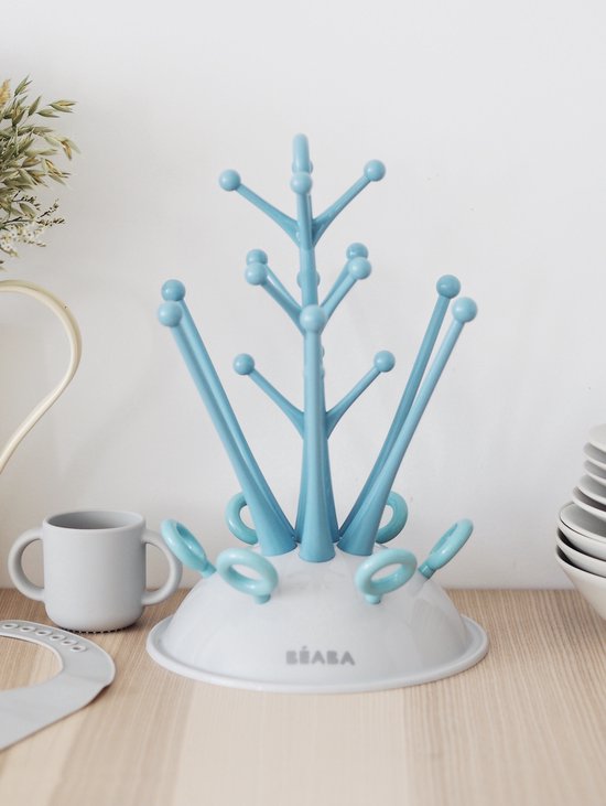 Béaba Flessenrek Baby - Hygiënisch Afdruiprek voor Zuigflessen - Droogrek Voor 6 Baby Flessen & Accessoires - Blauw van Beaba — afbeelding 5