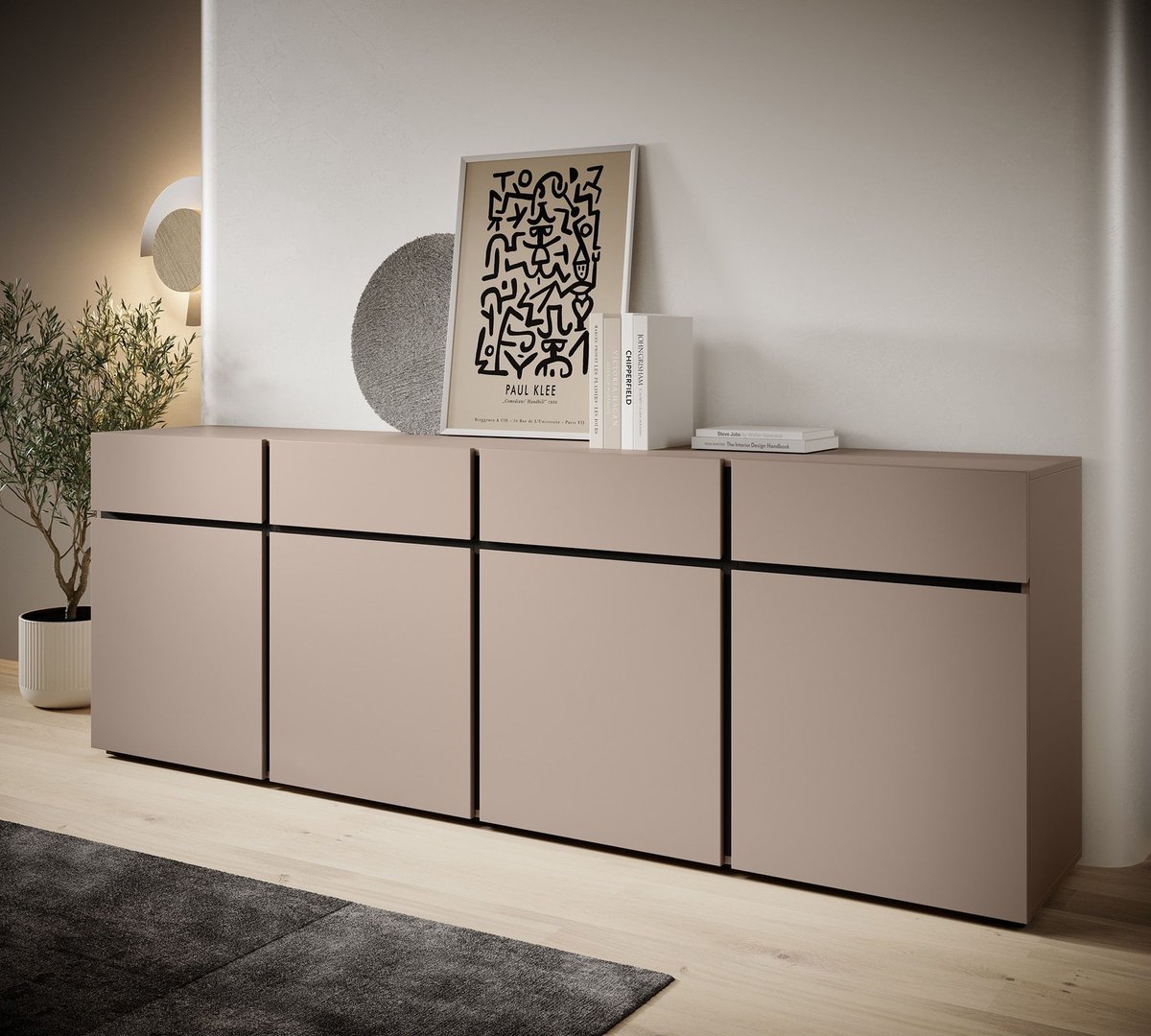 Meubella - Dressoir Cainan - Beige - 225 cm