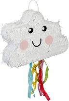 Nuage de pinata Relaxdays - pinata d'anniversaire - enfants - petite piñata - rubans - papier