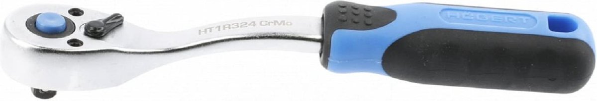 Högert HT1R324 Serie - Gebogen Ratelsleutel 1/4" - 72 Tanden - CrV Staal - Antislip Handvat