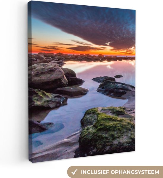 Toile Peinture Roches - Water - Nature - 120x160 cm - Décoration murale XXL