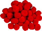 Pompons - 100x - rood - 20 mm - hobby/knutsel materialen