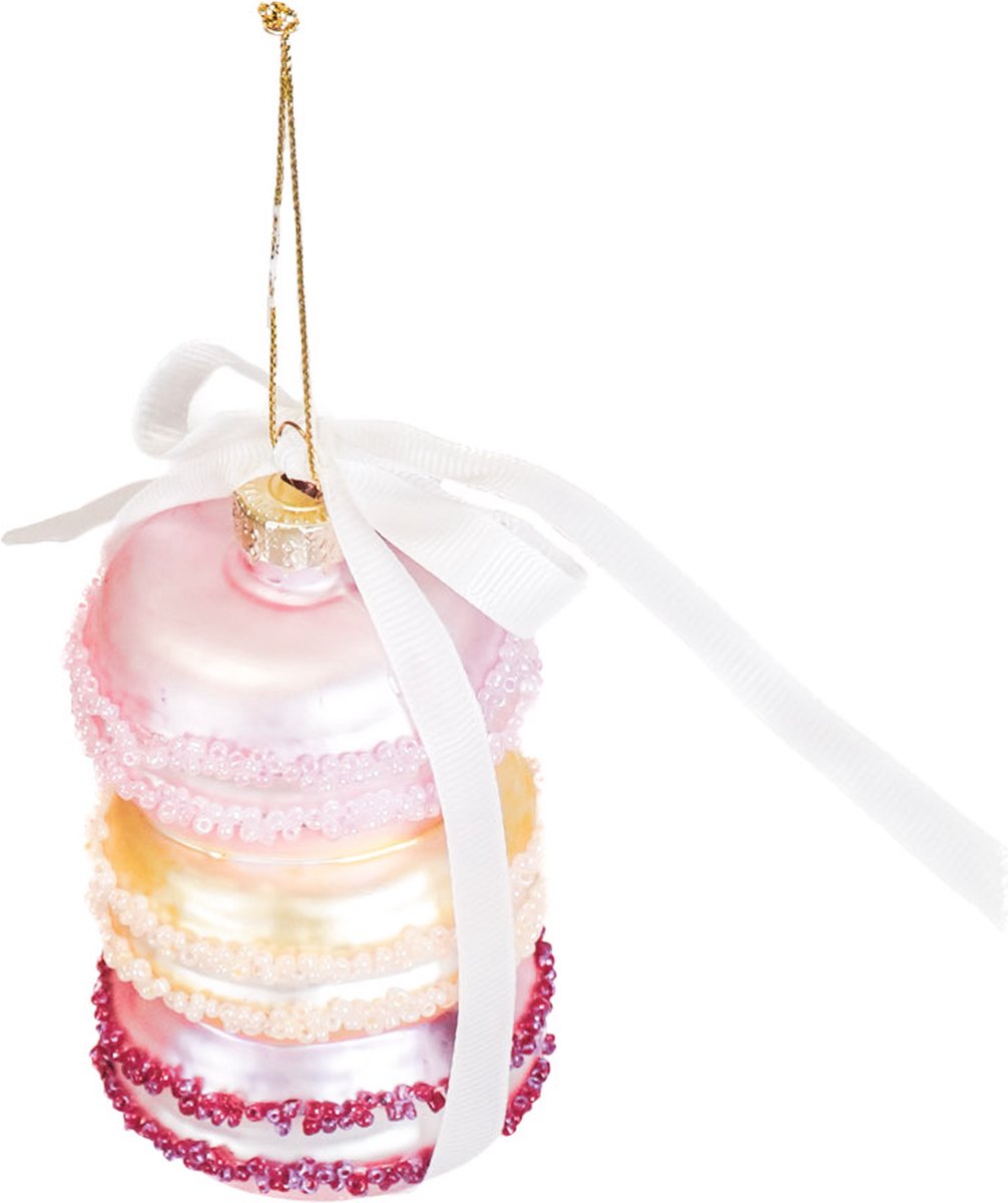 Housevitamin - Kersthanger -Macarons -Glas- Roze- 7x7x10,5cm