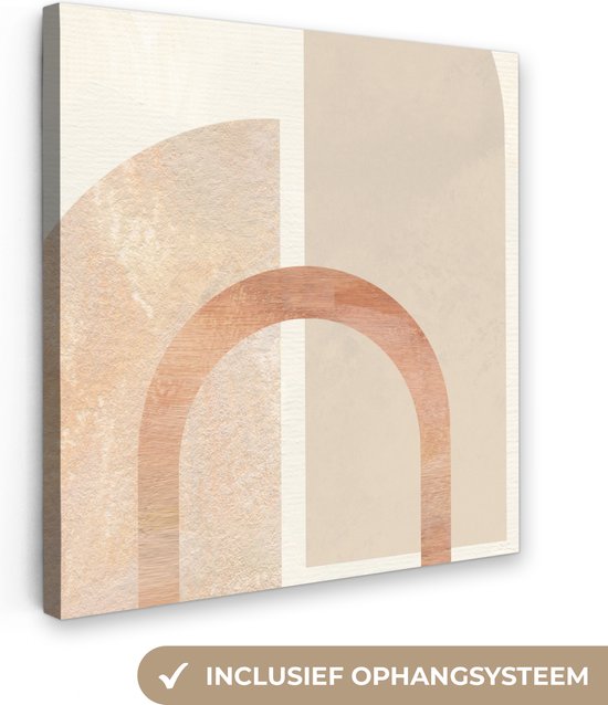 Canvas Schilderij Roze - Beige - Abstract - Wanddecoratie