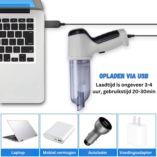 URAQT Draadloze Handstofzuiger 9000pa 120W - 30 Min Werk USB Oplaadbare Stofzuiger voor Thuis Auto Kantoor