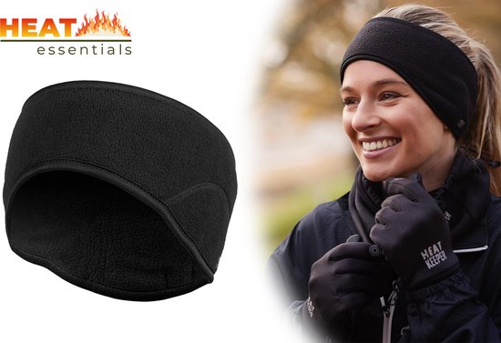 Heat Essentials – Thermo Fleece Hoofdband - Zwart – One Size – Unisex – Oorwarmers