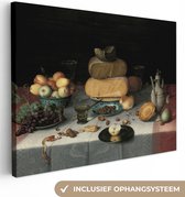 Canvas - Schilderij Stilleven met kazen - Kunstwerk - Oude meesters - 40x30 cm - Kamer decoratie - Woonkamer