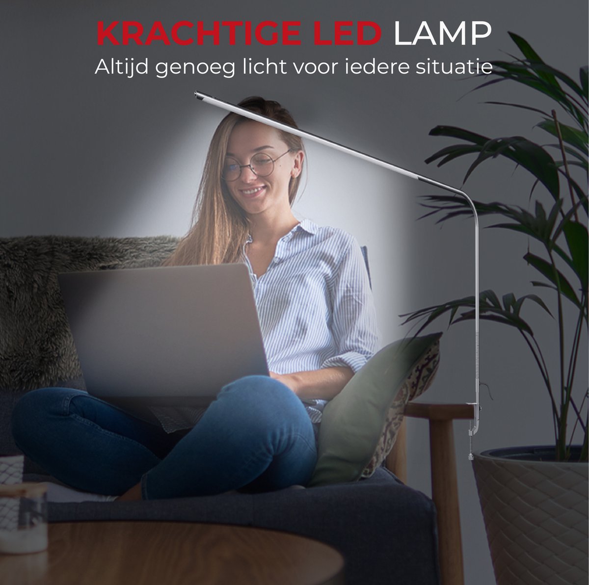 Bolt Electronics® IQ1000BER Bureaulamp LED - Leeslamp - Dimbaar - Met klem - Zilver thumbnail 6