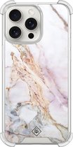 Casimoda® hoesje - Geschikt voor iPhone 15 Pro Max - Parelmoer Marmer - Shockproof case - Extra sterk - TPU/polycarbonaat - Multi, Transparant