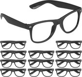 Relaxdays feestbril - nerdbril - set van 12 - zwart - verkleedbril - gek - zonder glazen