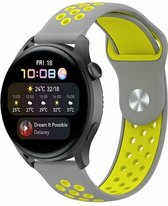 By Qubix 22mm - Sport Edition siliconen band - Grijs + geel - Huawei Watch GT 2 - GT 3 - GT 4 (46mm) - Huawei Watch GT 2 Pro - GT 3 Pro (46mm)