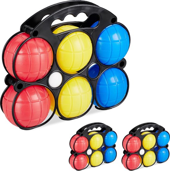 behuizing tint vieren Relaxdays 3x jeu de boules set - kunststof - petanque spel voor kinderen  gekleurd | bol.com