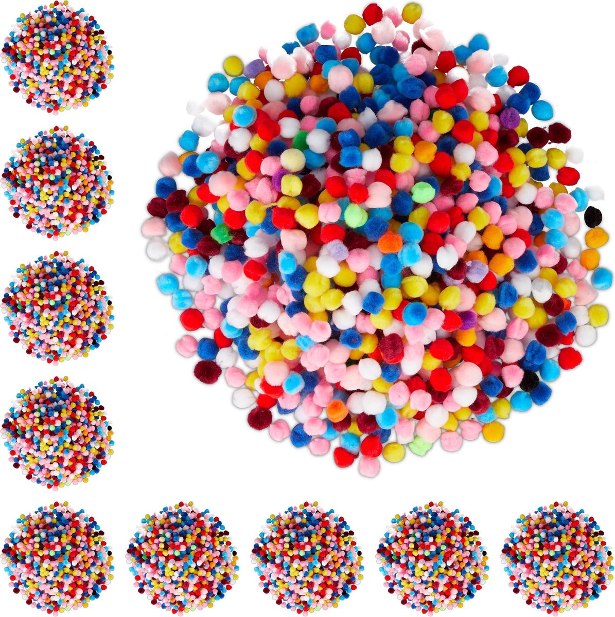 Pompon Folia 30 stuks diverse kleuren en afmetingen 30 stuks - Ergonomie