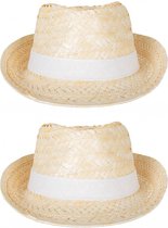 Toppers - Verkleed hoedje voor Tropical Hawaii Beach party - 2x - Stro hoed - volwassenen - Carnaval