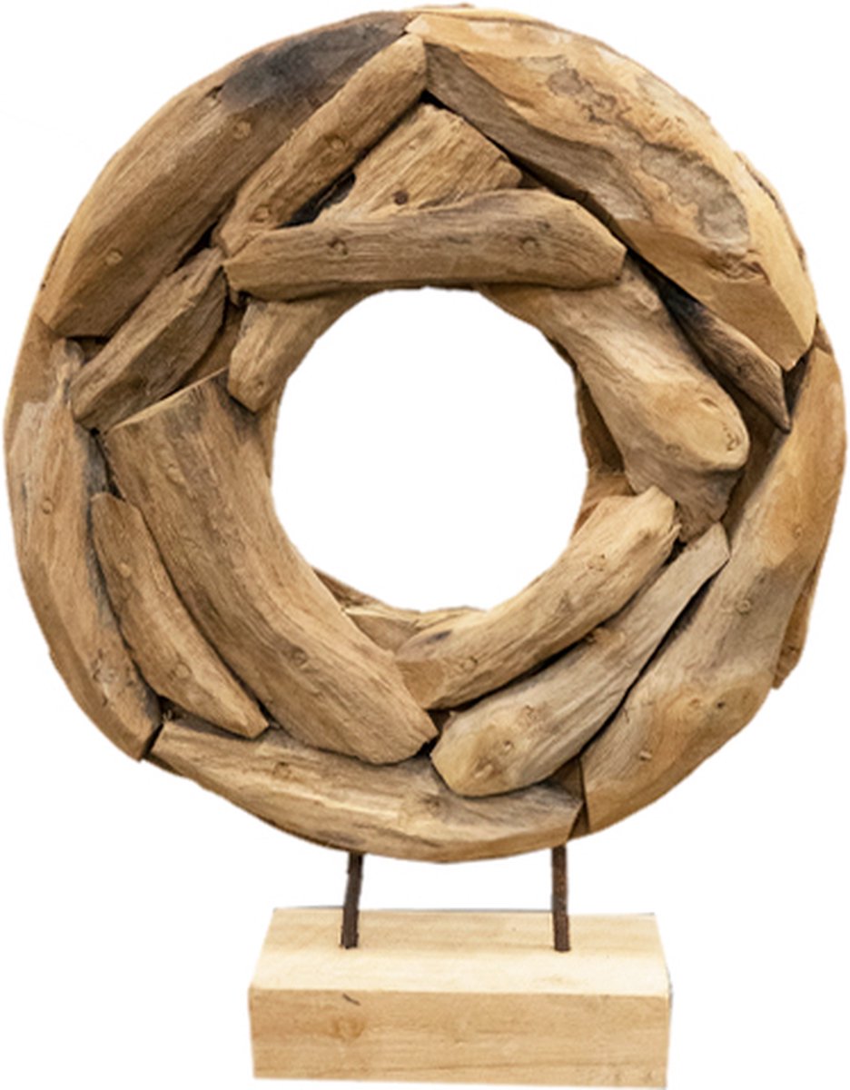JoJo Living Woonaccessoires Ornamenten Teakhouten ornament Donut S Handgemaakt