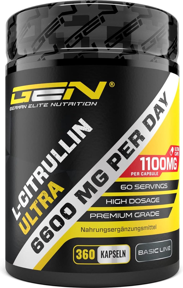 Goedkoopste L-Citrulline 365 Capsules - Extra hoge dosering met 1100 mg per capsule - 6600 mg per portie - L-Citrulline DL-Malaat 2 1 uit plantaardige fermentatie - Zonder ongewenste toevoegingen