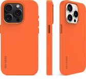 DECODED Siliconen Back Cover - iPhone 15 Pro - Anti-Bacterieel Hoesje - Geschikt voor MagSafe - Apricot Oranje