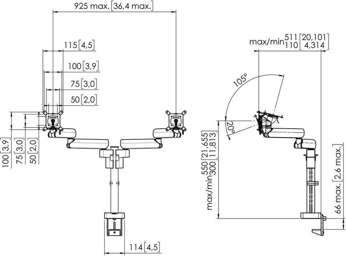 Vogel's MOMO 2237 Monitor arm Motion voor twee monitoren (zwart) thumbnail 7