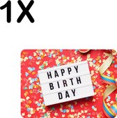 BWK Luxe Placemat - Happy Birthday met Confetti en Slingers - Set van 1 Placemats - 35x25 cm - 2 mm dik Vinyl - Anti Slip - Afneembaar