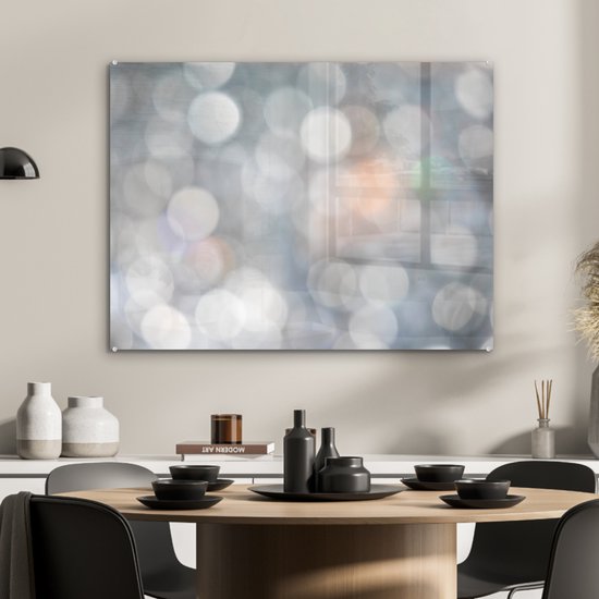 ® Glasschilderij 80x60 cm - Schilderij acrylglas - Licht - Abstract - Vormen - Foto op glas - Muurdecoratie woonkamer - Wanddecoratie slaapkamer - Schilderijen