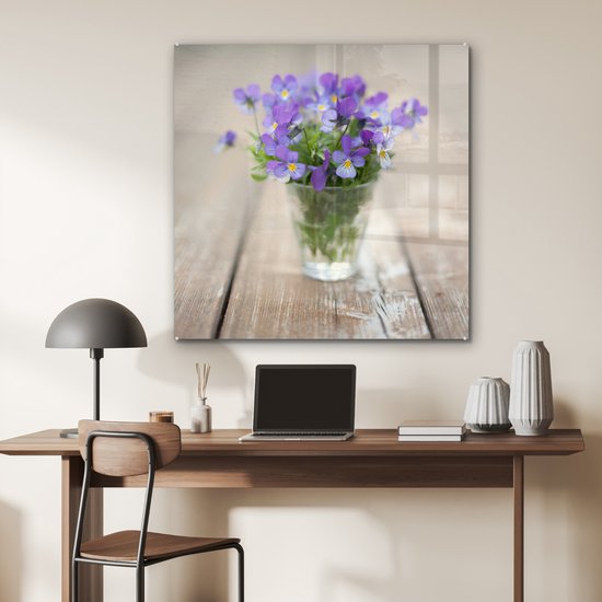 MuchoWow® Peinture sur verre 90x90 cm - Peinture sur verre - Violons dans un vase - Photo sur verre acrylique - Peintures