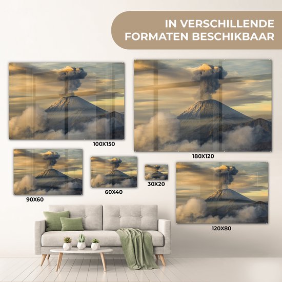 Peinture sur Verre - Volcan en Indonésie - 180x120 cm - Peintures sur Verre Peintures - Photo sur Glas