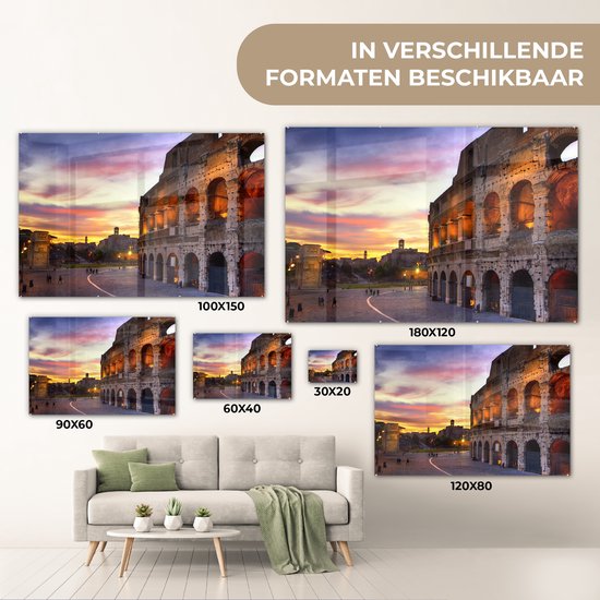 Le Colisée de Rome au coucher du soleil Plexiglas 120x80 cm - Tirage photo sur Glas (décoration murale en plexiglas)