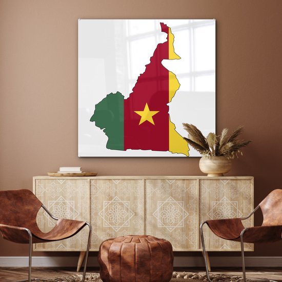 Peinture sur Verre - Dessin de la Carte du Cameroun - 90x90 cm - Peintures sur Verre Peintures - Photo sur Glas