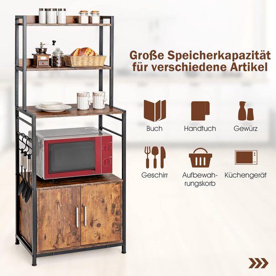 SogesHome Opbergkast, keukenrek, bakkerij, houder voor magnetron, met