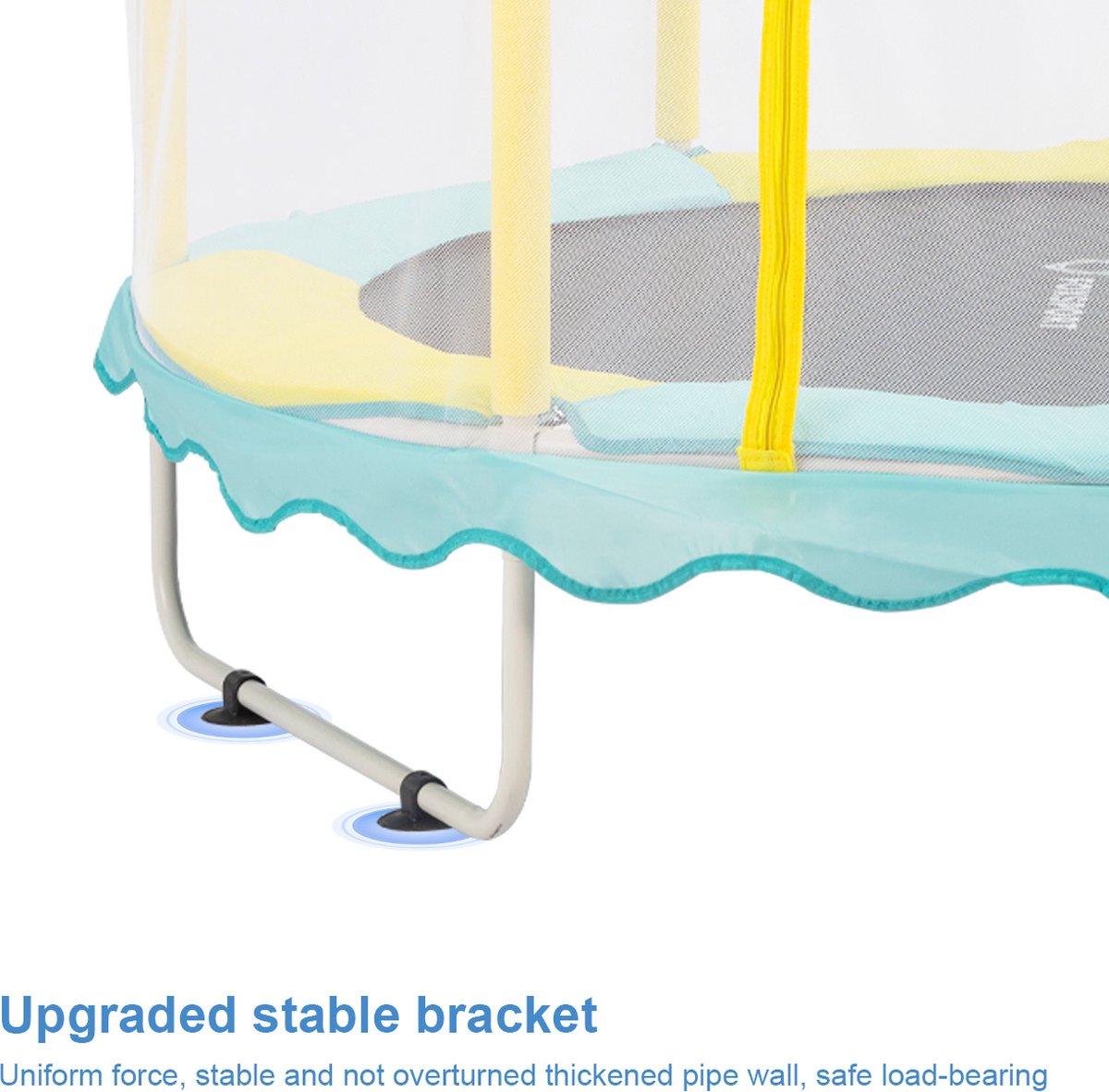 FOXSPORT Kinder Trampoline - Trampoline met Elastieken - Outdoor - Buitenspeelgoed - Trampoline met veiligheidsnet - 110 cm Veiligheidsnet - 150 cm - Blauw — afbeelding 6