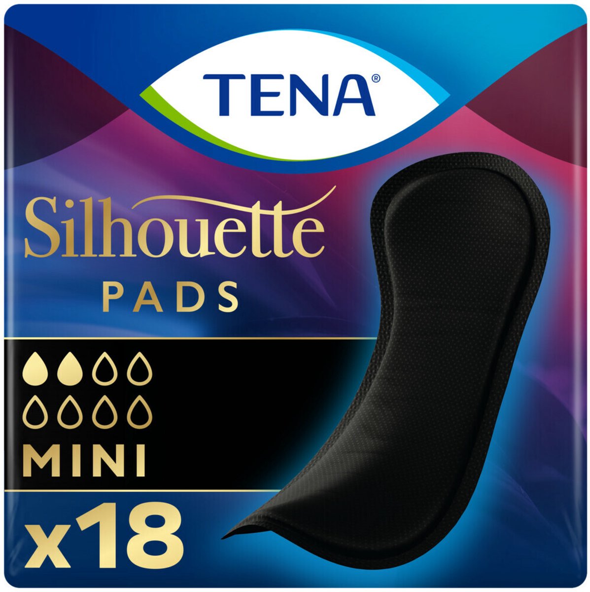 Goedkoopste Tena Silhouette Pads Mini Zwart - 18 stuks