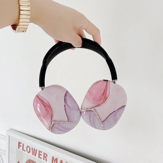 MY PROTECT - Siliconen Marmer Cover Case geschikt voor Airpods Max - Roze