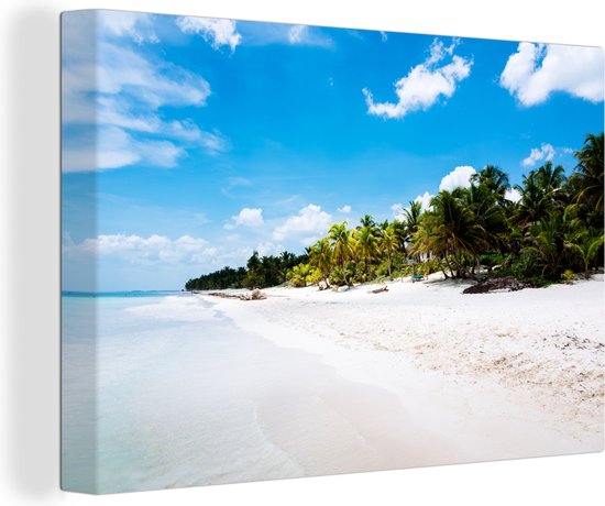 Canvas schilderij 180x120 cm - Wanddecoratie Strand Tulum Mexico foto - Muurdecoratie woonkamer - Slaapkamer decoratie - Kamer accessoires - Schilderijen